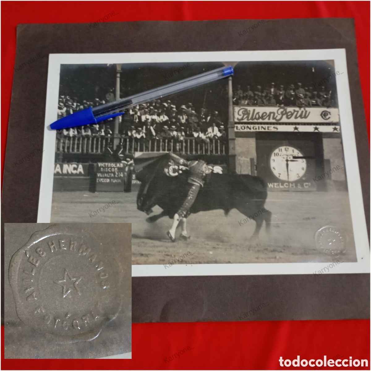 Tauromaquia: 1922 Fotograf&iacute;a Taurina Belmonte o Lalanda Plaza Toros Acho Lima Per&uacute; Publicidad Reloj Longines