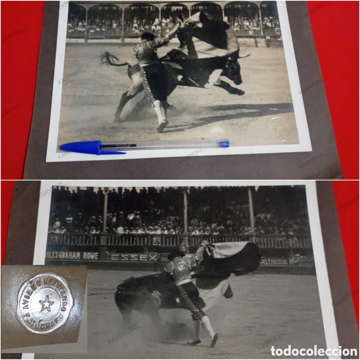 Stierkampf: 1922 Dos fotos faenas Juan Belmonte o Marcial Lalanda Plaza Toros Acho Lima Per&uacute; # Tauromaquia Lidia