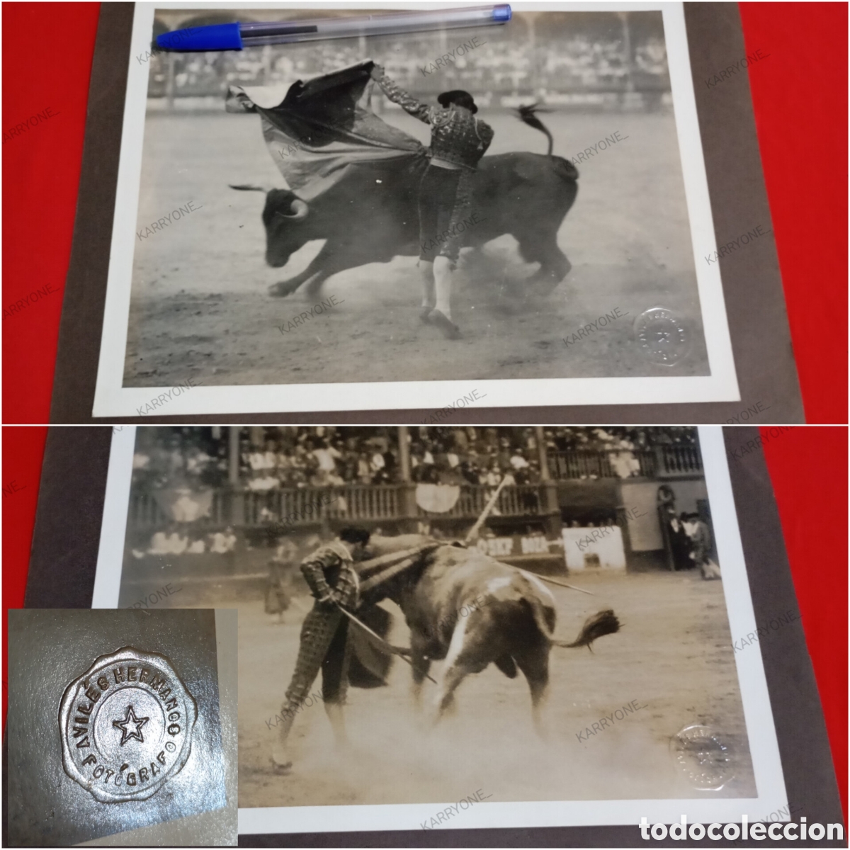 Stierkampf: 1922 Dos fotos faenas Juan Belmonte o Marcial Lalanda Plaza Toros Acho Lima Per&uacute; # tauromaquia lidia