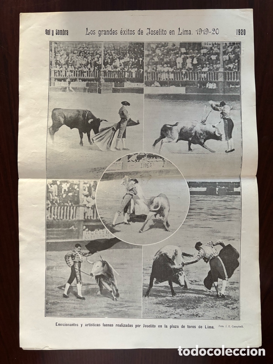 Tauromaquia: Joselito el Gallo (Gallito) p&oacute;ster de sus &eacute;xitos en Lima. Revista Sol y Sombra, n&ordm; 1.195