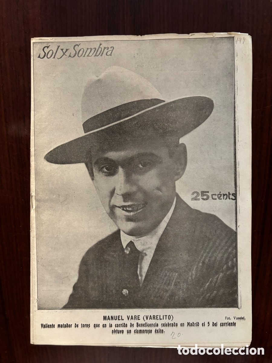 Stierkampf: Varelito en portada de la revista Sol y Sombra, n&ordm; 1.197. Confirmaci&oacute;n de S&aacute;nchez Mej&iacute;as