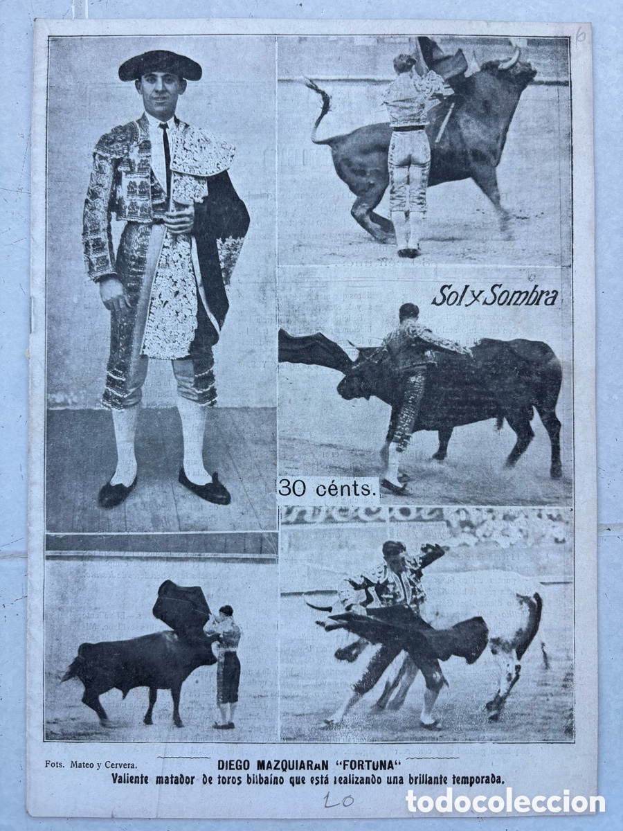 Bullfighting: Fortuna y las corridas de Feria en Pamplona. Revista Sol y Sombra, n&ordm; 1.206, a&ntilde;o 1920