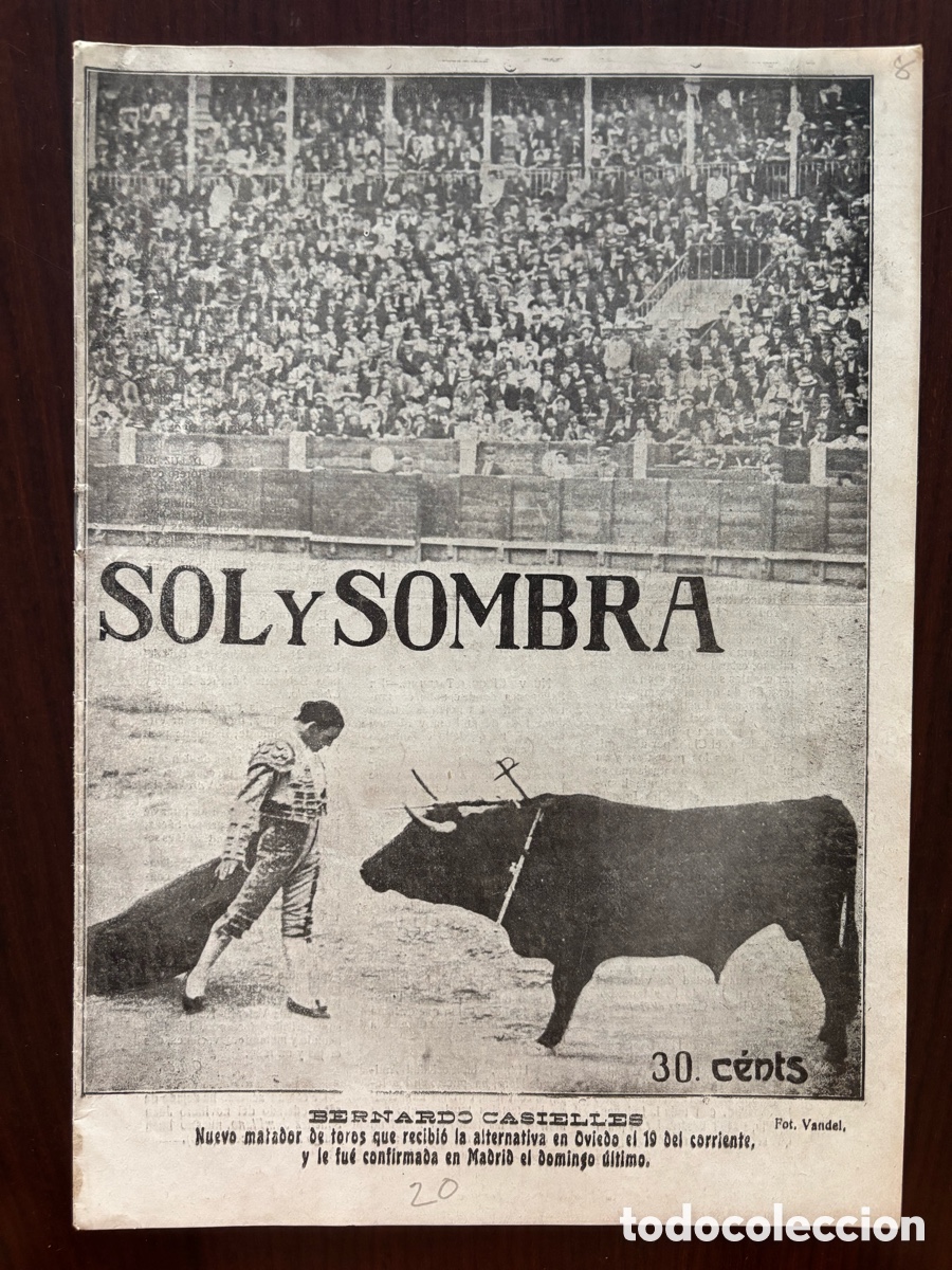 Bullfighting: Revista Sol y Sombra, n&ordm; 1.208, septiembre de 1920. Bernardo Casielles en portada