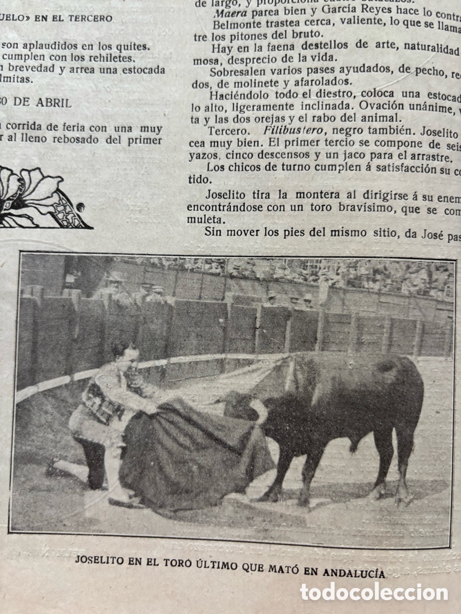 Stierkampf: Fotos de las &uacute;ltimas corridas de Joselito (Gallito) en Andaluc&iacute;a. Sol y Sombra, n&ordm; 1.211, a&ntilde;o 1920