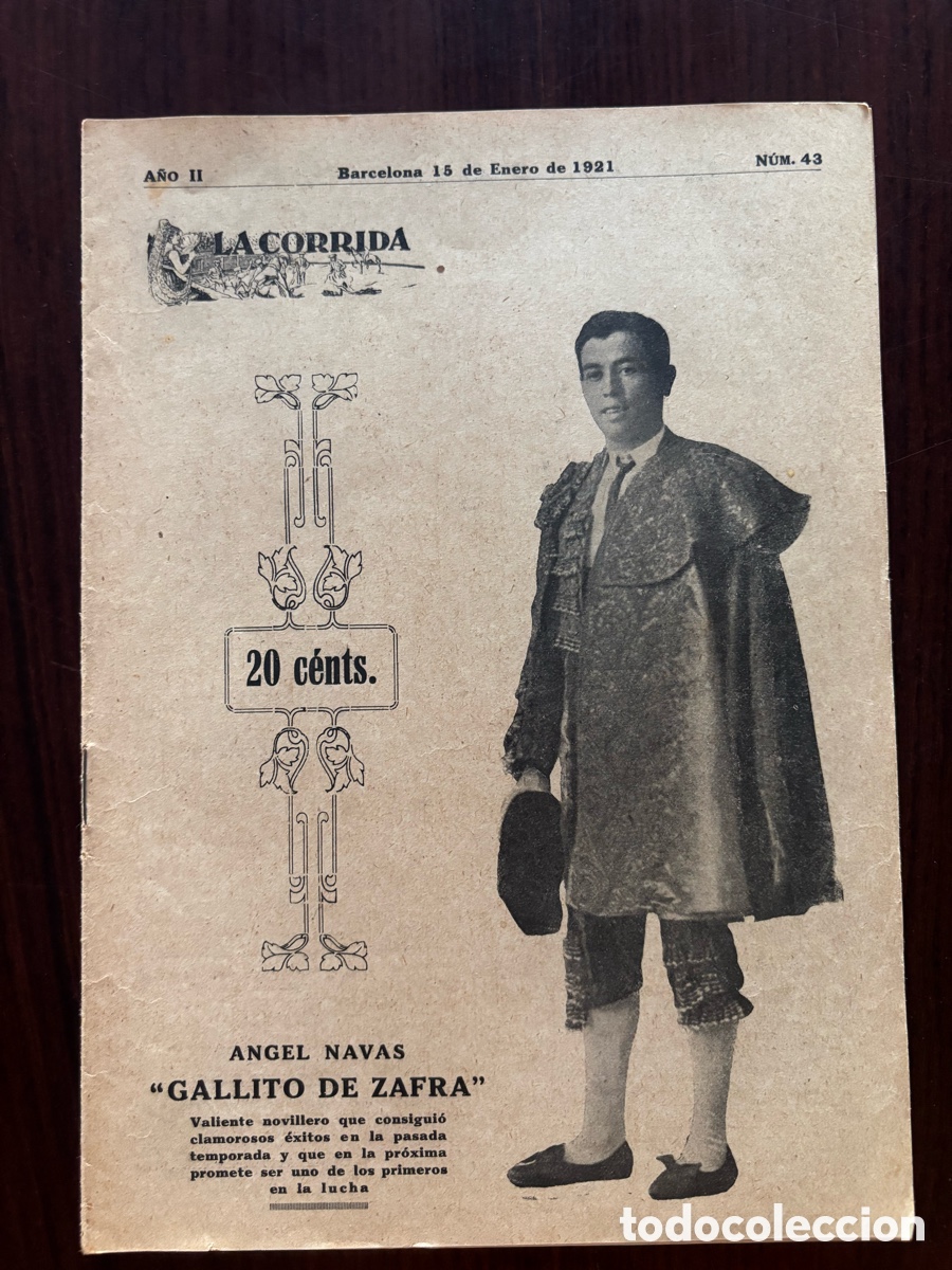 Stierkampf: Gallito de Zafra, revista La Corrida, n&ordm; 43, 15 de enero de 1921. Fernando El Gallo, Granero&hellip;