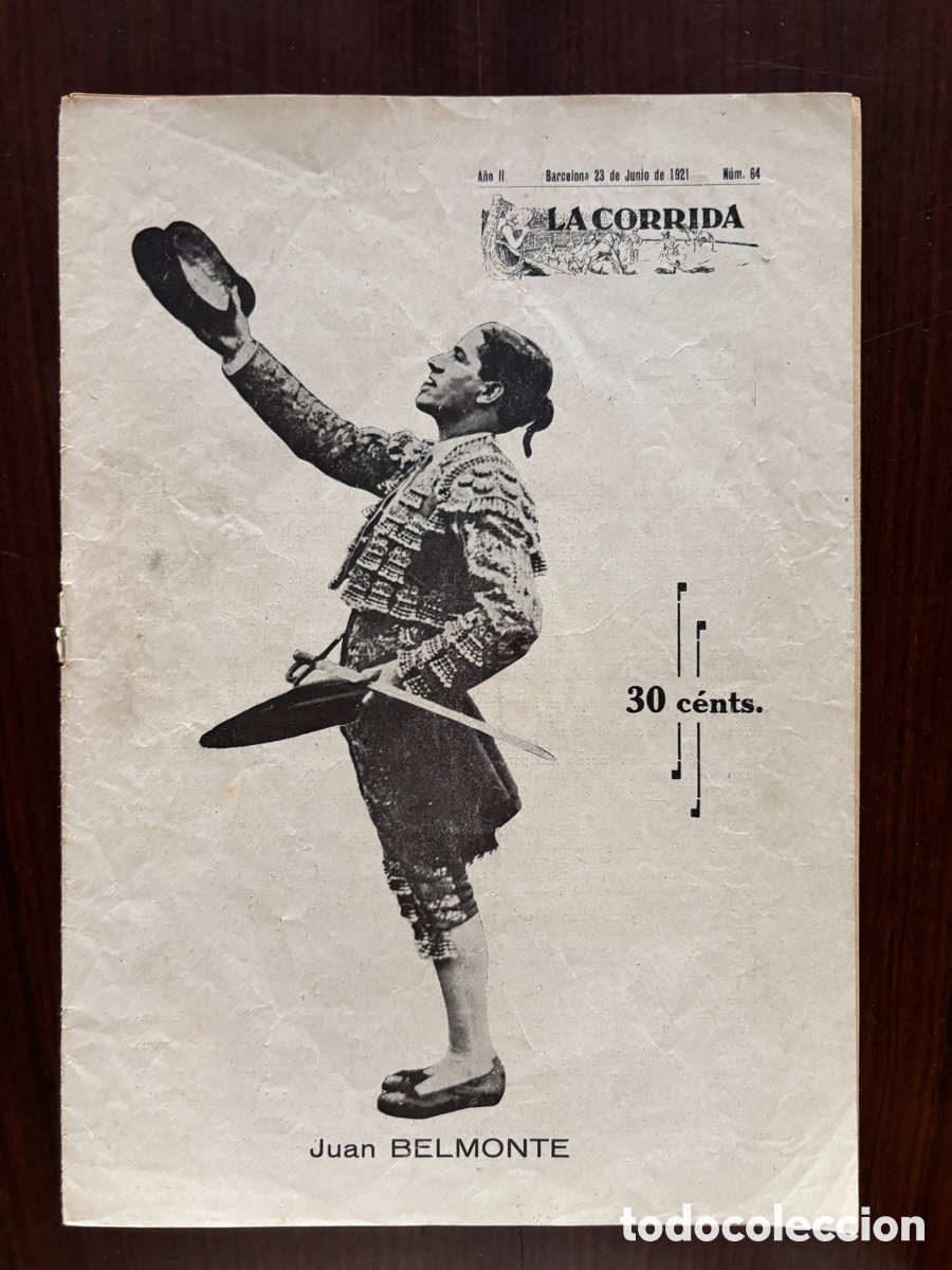 Stierkampf: Juan Belmonte, portada y p&oacute;ster central en La Corrida, n&ordm; 64, de 23 de junio 1921. Triunfos Granero