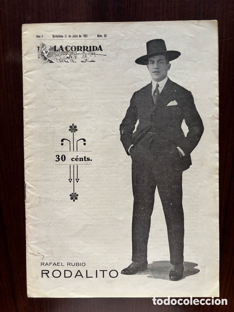 Tauromachia: Revista La Corrida, n&ordm; 68, de 21 julio 1921. Rodalito en portada, p&oacute;ster de Fortuna y ca&iacute;da picador