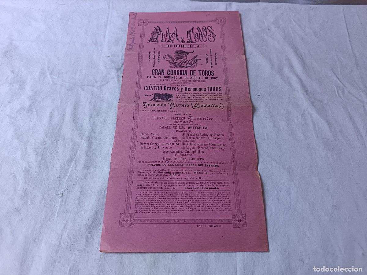 Tauromaquia: 1902, Antiguo Cartel de Toros, Plaza de Orihuela