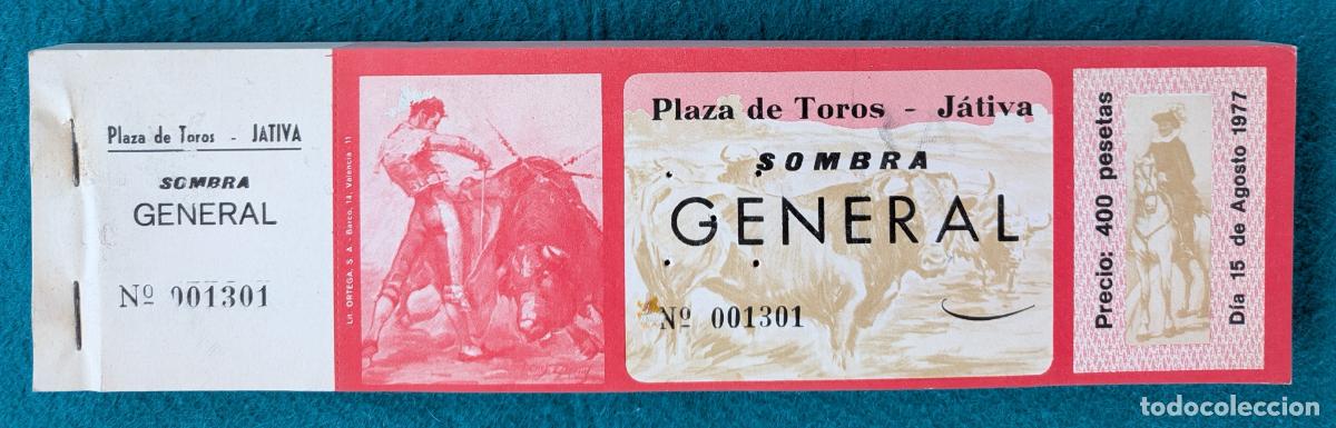 Tauromaquia: RW LOTE 100 ENTRADAS APROX PLAZA TOROS JATIVA VALENCIA 1977 LT70