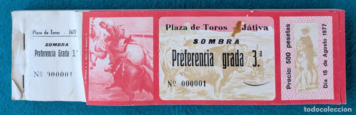 Tauromachie: RW LOTE 95 ENTRADAS APROX PLAZA TOROS JATIVA VALENCIA 1977 LT72