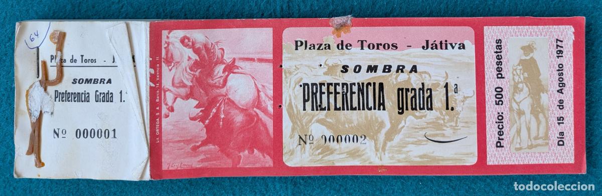 Tauromachia: RW LOTE 25 ENTRADAS APROX PLAZA TOROS JATIVA VALENCIA 1977 LT73
