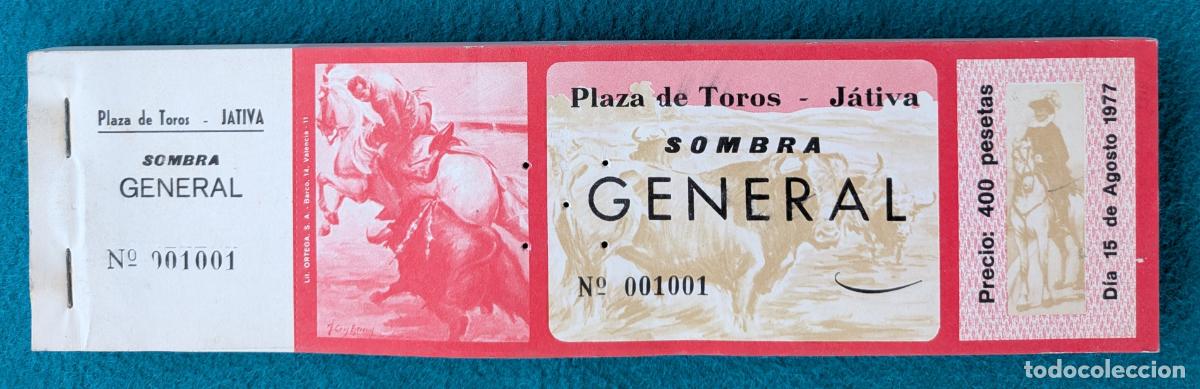 Stierkampf: RW LOTE 95 ENTRADAS APROX PLAZA TOROS JATIVA VALENCIA 1977 LT75