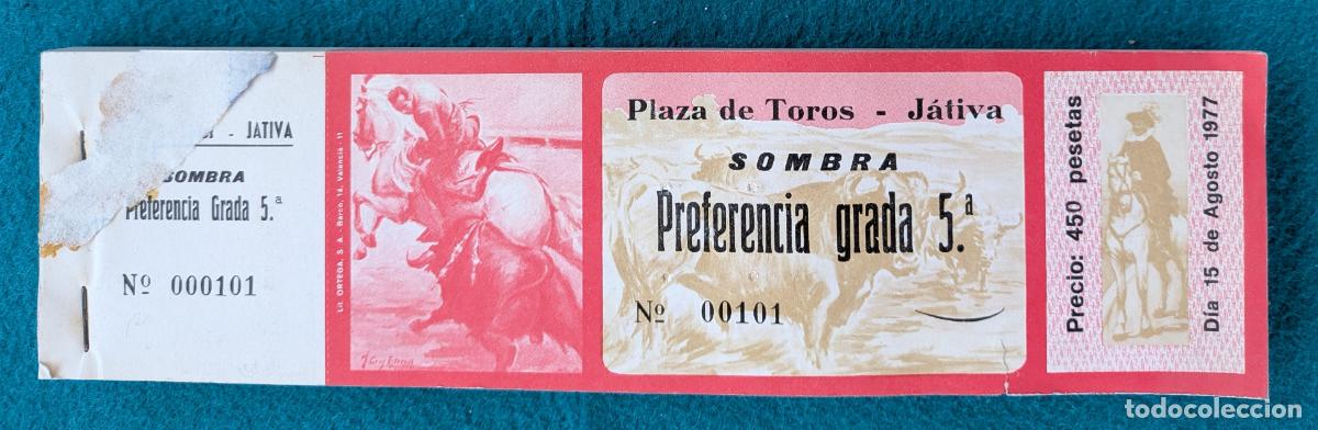 Bullfighting: RW LOTE 95 ENTRADAS APROX PLAZA TOROS JATIVA VALENCIA 1977 LT76