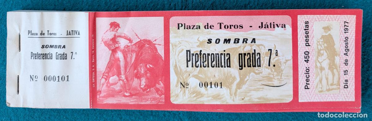 Bullfighting: RW LOTE 110 ENTRADAS APROX PLAZA TOROS JATIVA VALENCIA 1977 LT78