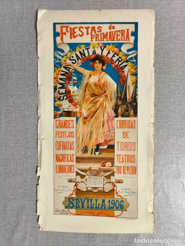Tauromachia: Cartel original corridas de toros Sevilla 1906 Fiestas Primavera
