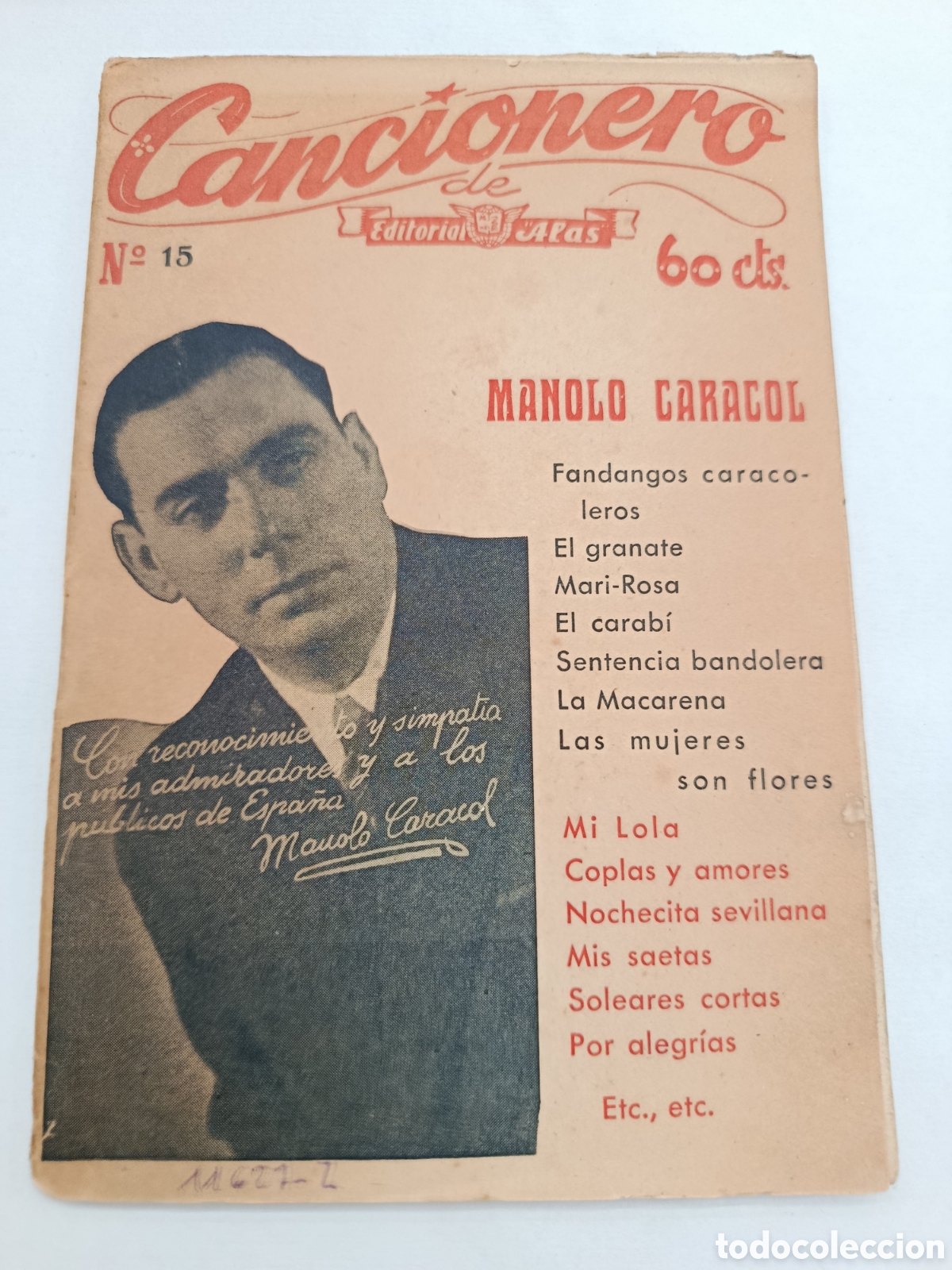Tauromaquia: cancionero de la Ed. Alas Manolo Caracol. Los triunfadores del ruedo.