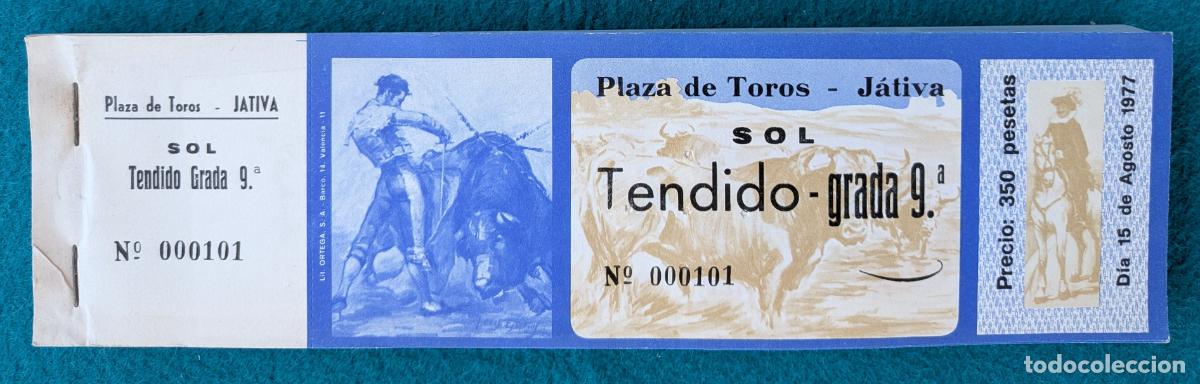 Tauromachia: RW LOTE 115 ENTRADAS APROX PLAZA TOROS JATIVA VALENCIA 1977 LT79