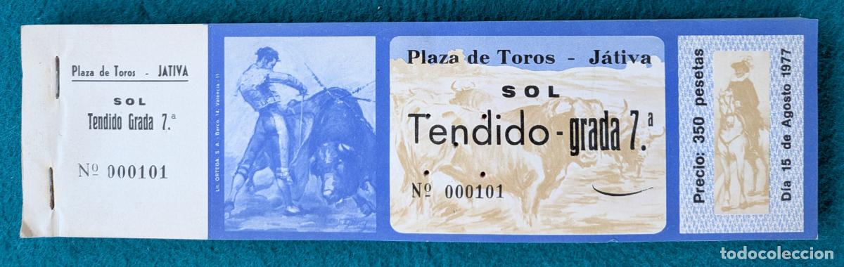 Tauromaquia: RW LOTE 70 ENTRADAS APROX PLAZA TOROS JATIVA VALENCIA 1977 LT80