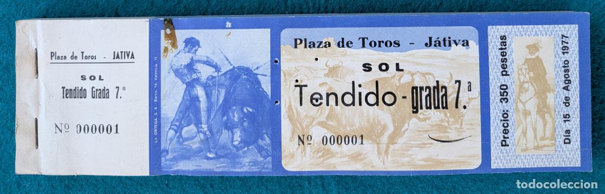 Tauromaquia: RW LOTE 95 ENTRADAS APROX PLAZA TOROS JATIVA VALENCIA 1977 LT82