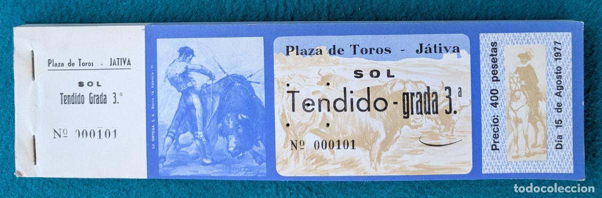 Tauromaquia: RW LOTE 70 ENTRADAS APROX PLAZA TOROS JATIVA VALENCIA 1977 LT83