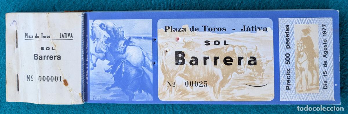 Tauromaquia: RW LOTE 70 ENTRADAS APROX PLAZA TOROS JATIVA VALENCIA 1977 LT86