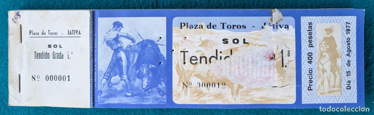 Tauromaquia: RW LOTE 85 ENTRADAS APROX PLAZA TOROS JATIVA VALENCIA 1977 LT87