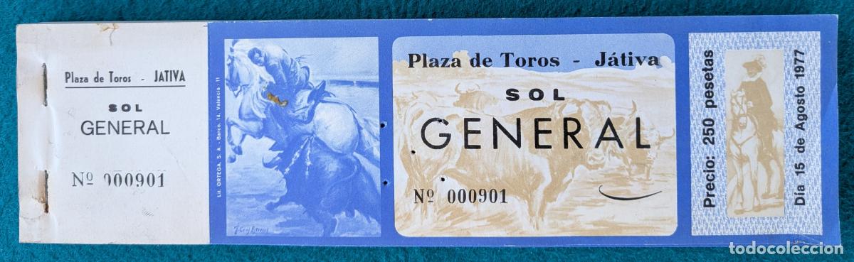 Tauromaquia: RW LOTE 95 ENTRADAS APROX PLAZA TOROS JATIVA VALENCIA 1977 LT89