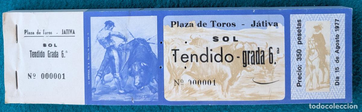 Tauromaquia: RW LOTE 95 ENTRADAS APROX PLAZA TOROS JATIVA VALENCIA 1977 LT90