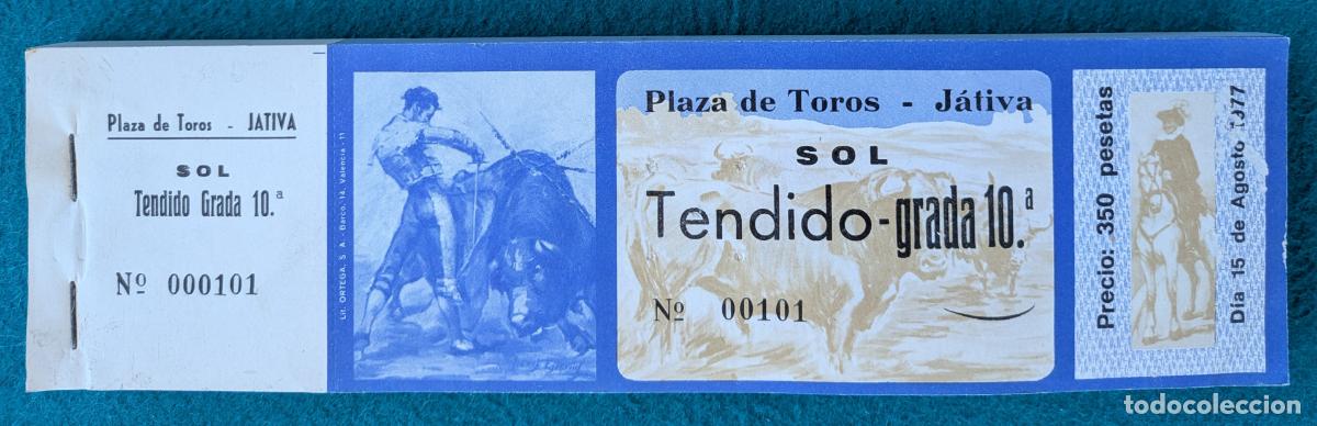 Tauromaquia: RW LOTE 115 ENTRADAS APROX PLAZA TOROS JATIVA VALENCIA 1977 LT91