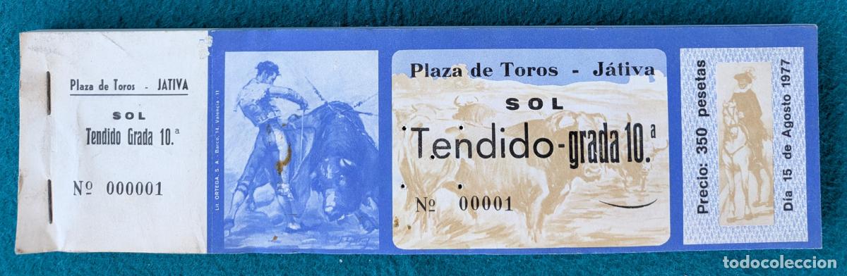 Tauromaquia: RW LOTE 95 ENTRADAS APROX PLAZA TOROS JATIVA VALENCIA 1977 LT92