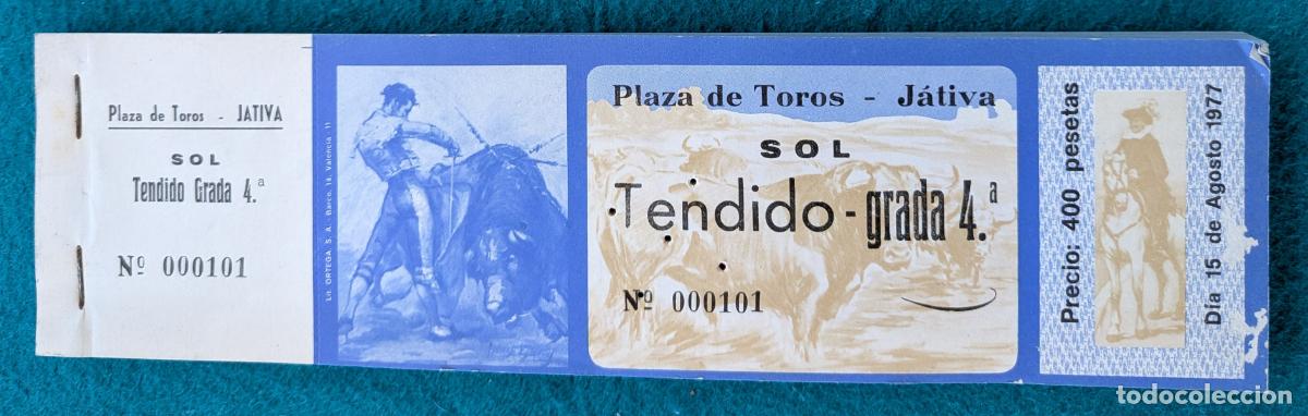 Tauromaquia: RW LOTE 55 ENTRADAS APROX PLAZA TOROS JATIVA VALENCIA 1977 LT93