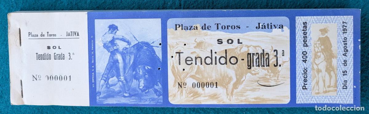 Tauromaquia: RW LOTE 95 ENTRADAS APROX PLAZA TOROS JATIVA VALENCIA 1977 LT97