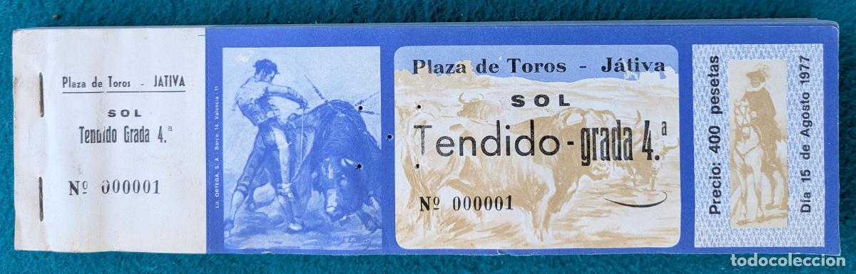 Tauromaquia: RW LOTE 95 ENTRADAS APROX PLAZA TOROS JATIVA VALENCIA 1977 LT98
