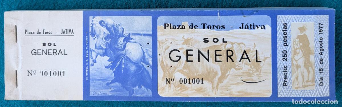 Tauromaquia: RW LOTE 95 ENTRADAS APROX PLAZA TOROS JATIVA VALENCIA 1977 LT99