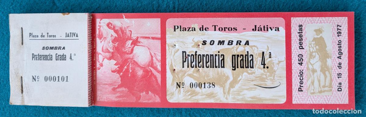 Tauromaquia: RW LOTE 50 ENTRADAS APROX PLAZA TOROS JATIVA VALENCIA 1977 LT104