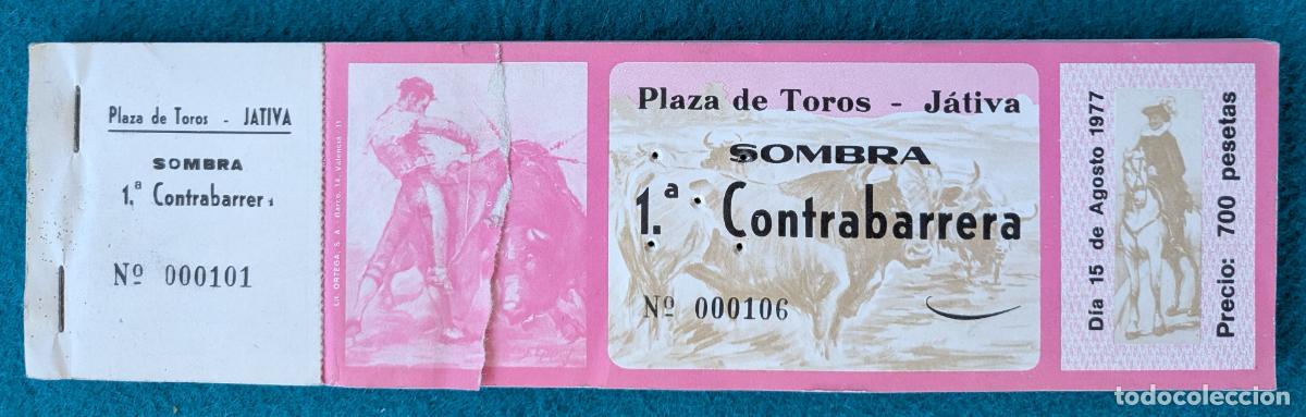 Tauromaquia: RW LOTE 70 ENTRADAS APROX PLAZA TOROS JATIVA VALENCIA 1977 LT107
