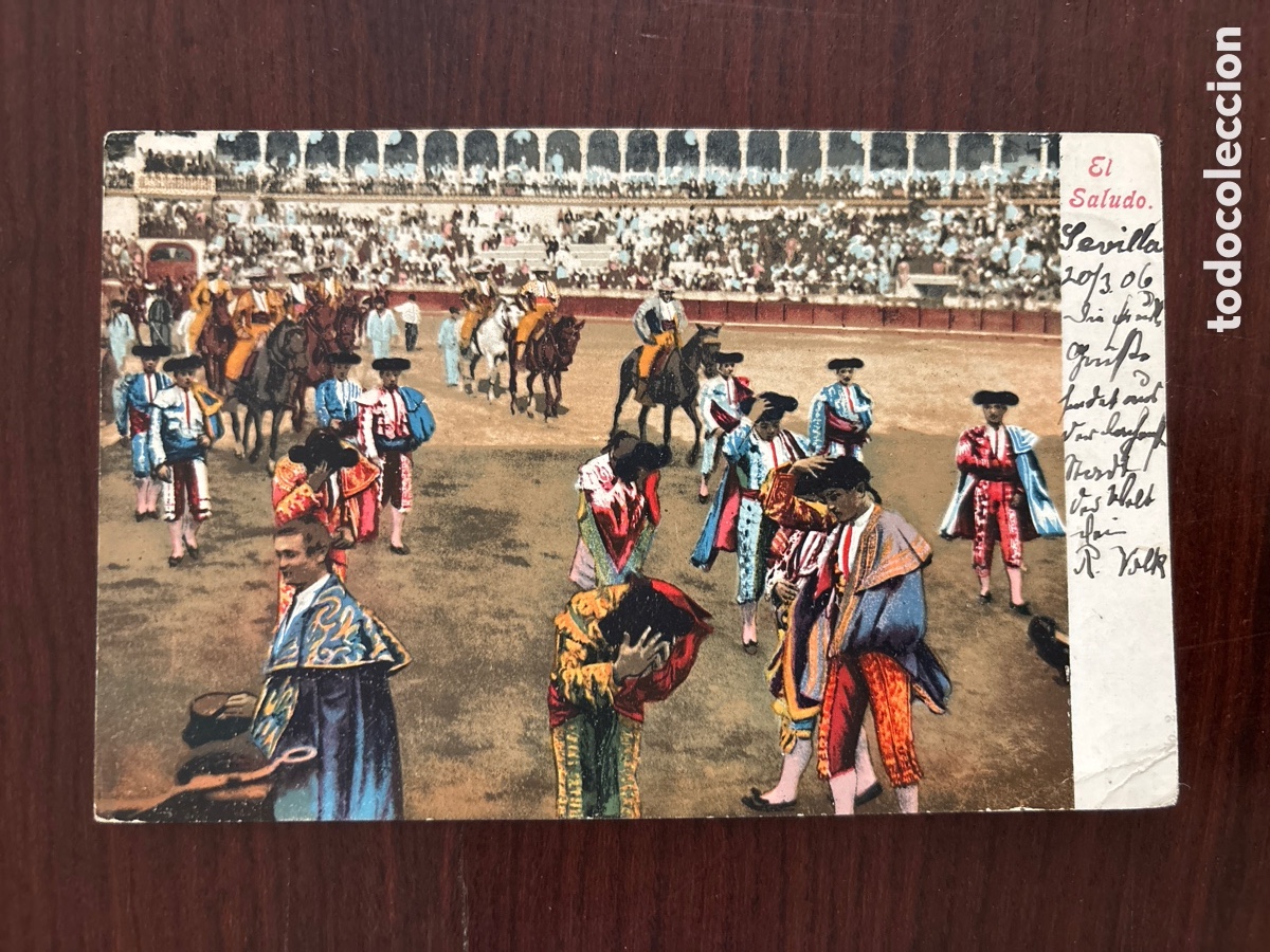 Tauromaquia: Postal &ldquo;El saludo&rdquo;, circulada en 1906. Purger & Co., n&ordm; 3231. Toros, tauromaquia