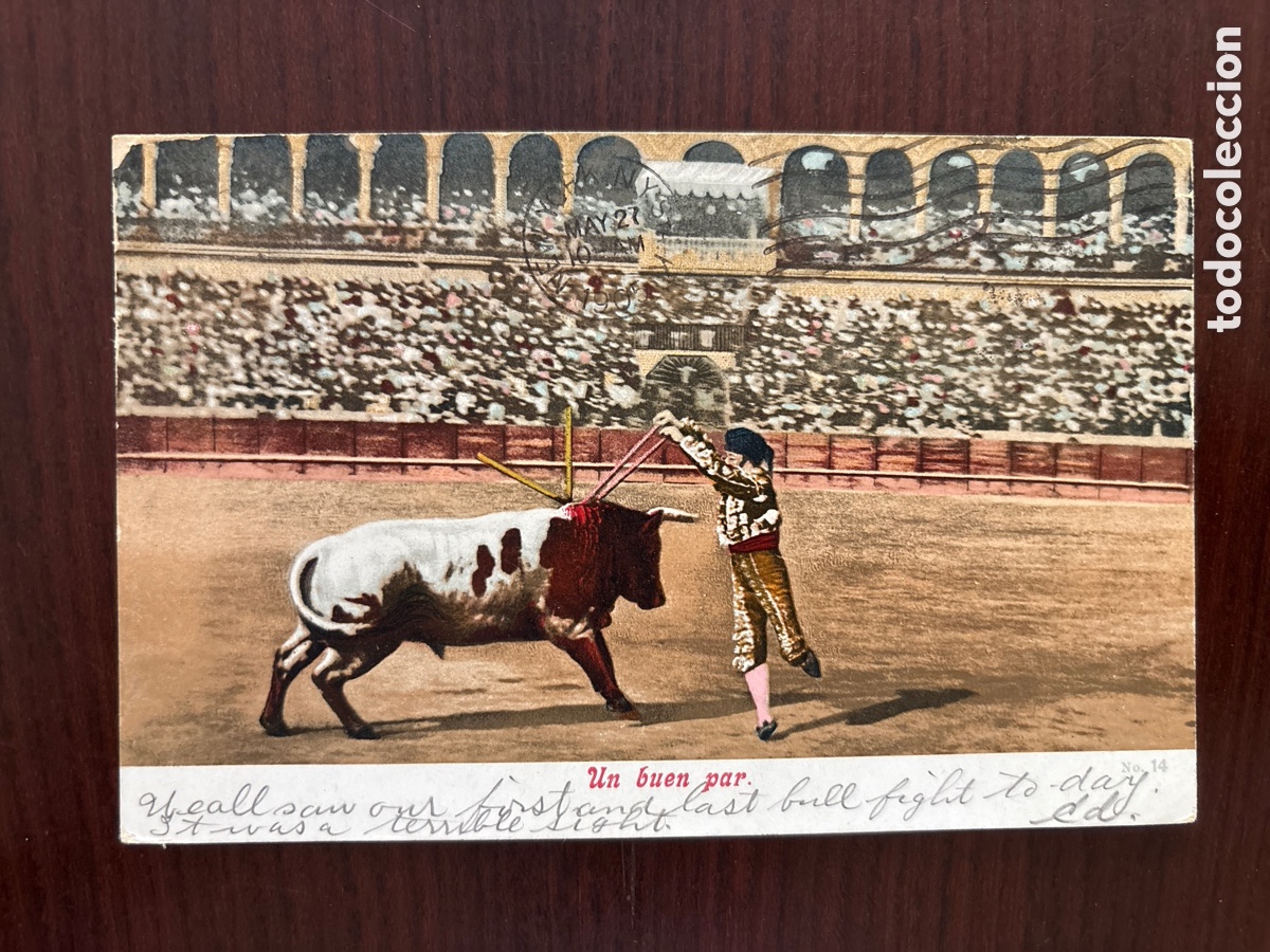 Tauromaquia: Postal &ldquo;Un buen par&rdquo;. Circulada. Purger & Co, n&ordm; 3242. Toros, toreros, tauromaquia
