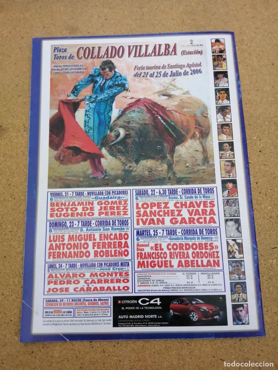 Tauromaquia: REPRODUCCION CARTEL TOROS, COLLADO VILLALBA 2006. EL CORDOBES - FRANCISCO RIVERA ORDO&Ntilde;EZ - ABELLAN