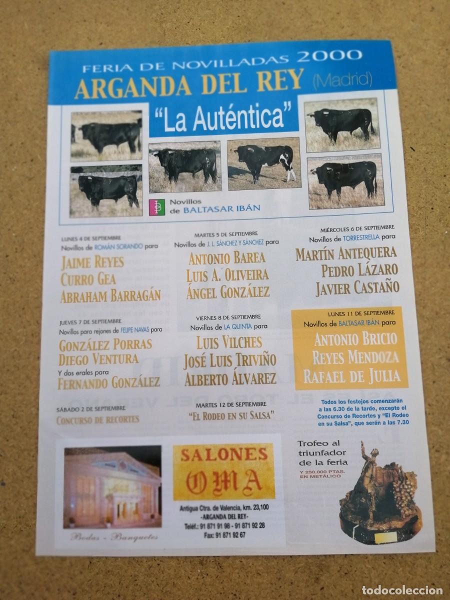 Tauromaquia: REPRODUCCION CARTEL TOROS, FERIA DE NOVILLADAS, ARGANDA DEL REY 2000
