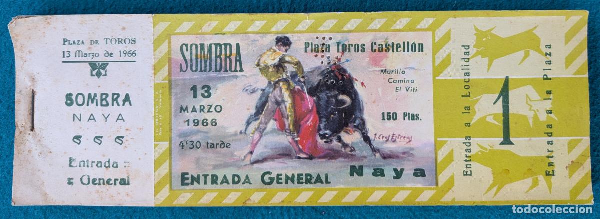Tauromaquia: RW LOTE 95 ENTRADAS APROX PLAZA TOROS CASTELLON 1966 J CROS LT121
