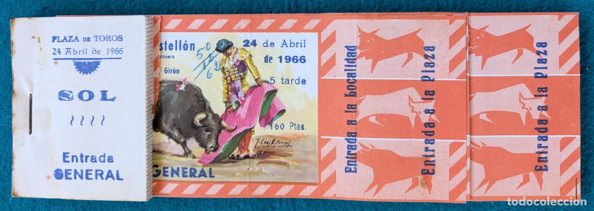 Tauromaquia: RW LOTE 45 ENTRADAS APROX PLAZA TOROS CASTELLON 1966 J CROS LT122
