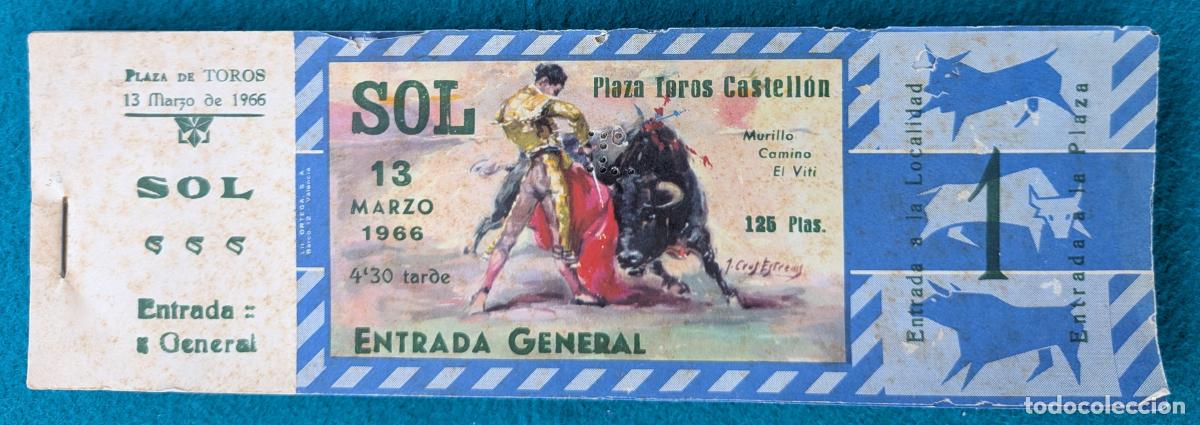 Tauromaquia: RW LOTE 95 ENTRADAS APROX PLAZA TOROS CASTELLON 1966 J CROS LT123