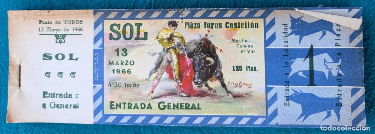 Tauromaquia: RW LOTE 95 ENTRADAS APROX PLAZA TOROS CASTELLON 1966 J CROS LT124