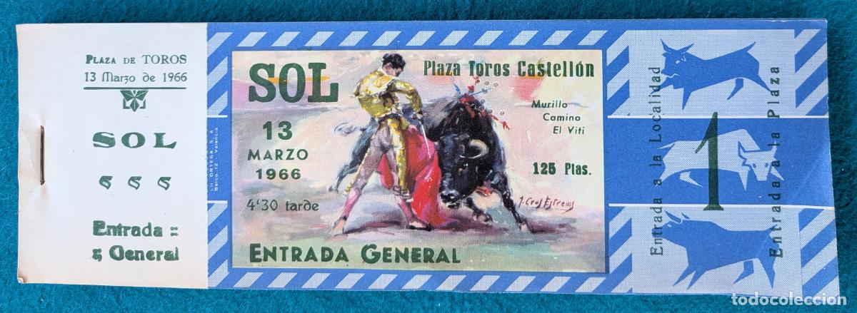 Tauromaquia: RW LOTE 95 ENTRADAS APROX PLAZA TOROS CASTELLON 1966 J CROS LT125