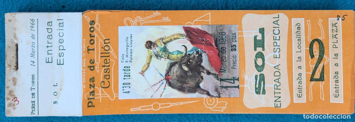 Tauromaquia: RW LOTE 80 ENTRADAS APROX PLAZA TOROS CASTELLON 1966 TININ EL MONAGUILLO LINARES J CROS LT127