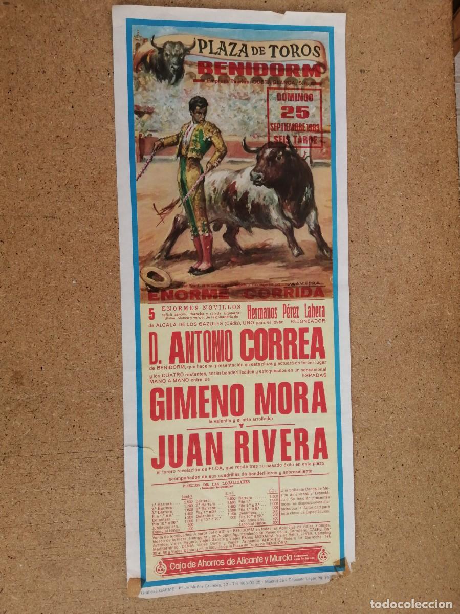 Tauromaquia: CARTEL TOROS. BENIDORM 1983. GIMENO MORA - JUAN RIVERA