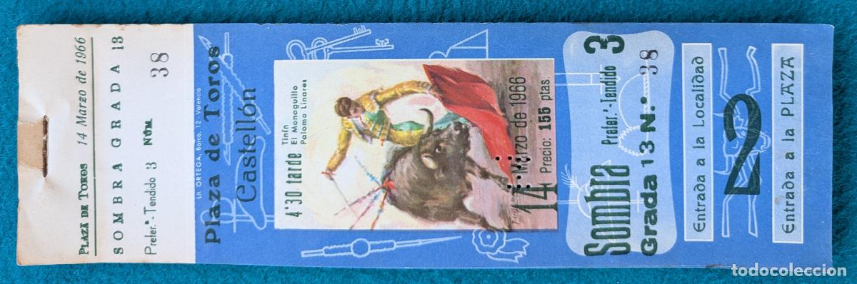 Tauromaquia: RW LOTE 28 ENTRADAS APROX PLAZA TOROS CASTELLON 1966 TININ EL MONAGUILLO LINARES J CROS LT134