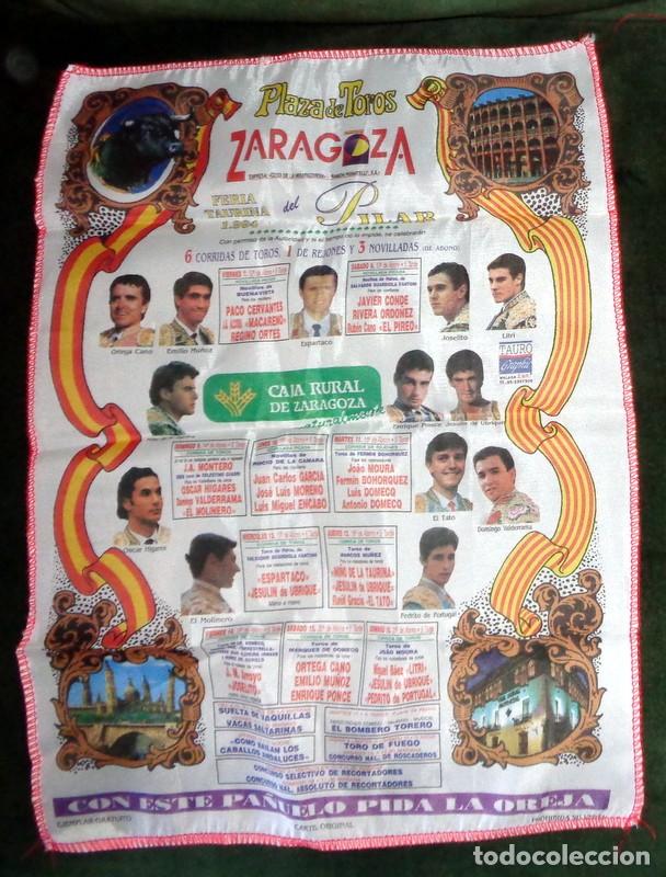 Tauromaquia: PA&Ntilde;UELO OREJA TOROS CARTEL OFICIAL FERIA TAURINA PILAR ZARAGOZA A&ntilde;o 1994 ORTEGA CANO JOSELITO.