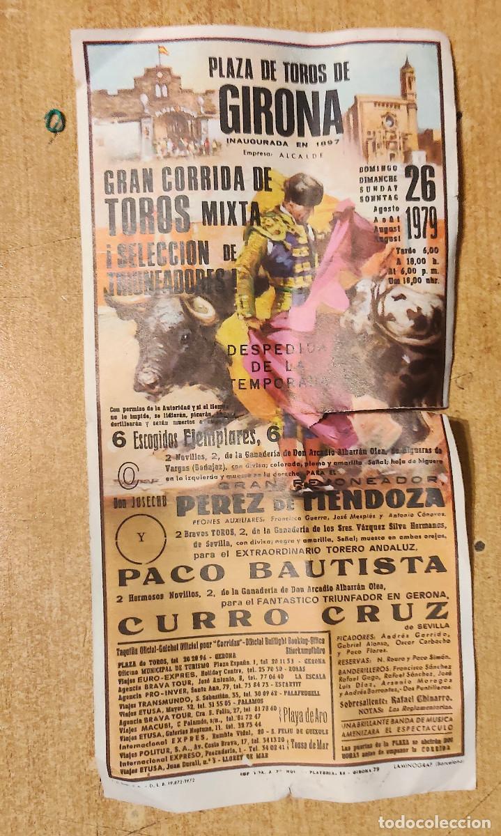 Tauromaquia: cartel taurino antiguo de la Plaza de Toros de Girona para una corrida mixta celebrada el domingo 26